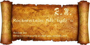 Rockenstein Mátyás névjegykártya